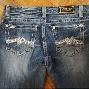 Gorgeous Miss Me Straight Jeans with Embellished Pockets 33” Inseam